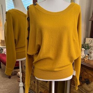 Chic Mustard Women's Sweater with Button Details